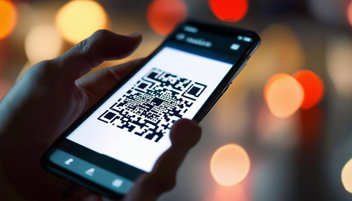 a phone scanning a QR code