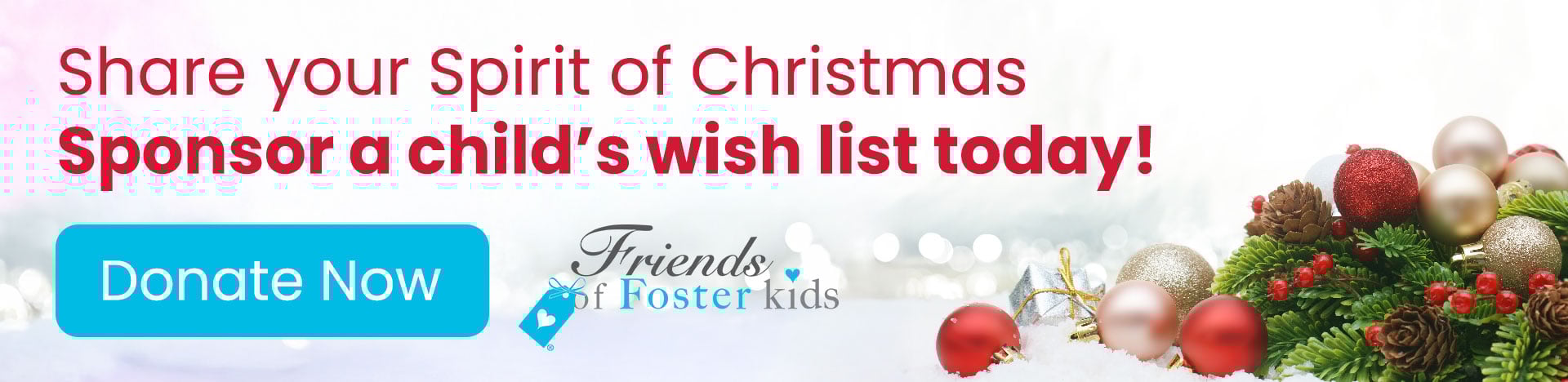 Sponsor a child's wish list today by donating to Friends of Foster Kids